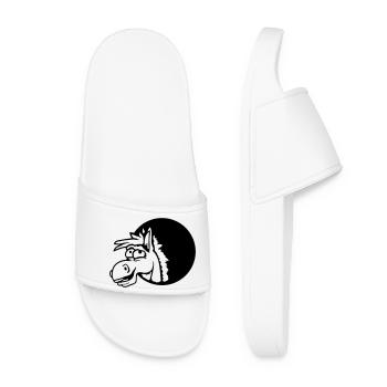 cheval riant drôle trou drôle grimace dessin animé - Claquettes Femme - blanc - Devant