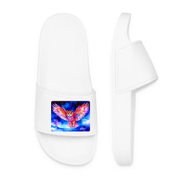 hibou grand-duc coloré devant un ciel étoilé - Claquettes Femme - blanc - Devant