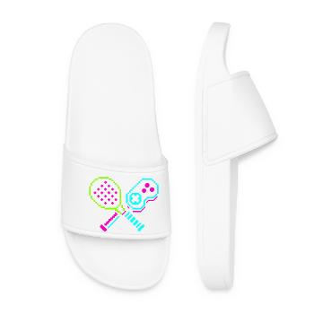 Retro Arcade Neon Paddles - Women’s Pool Sliders - white - Front