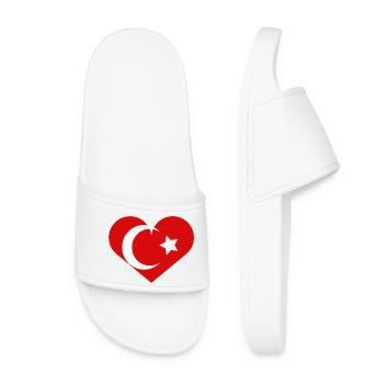 Drapeau turc en forme de cœur - Claquettes Femme - blanc - Devant
