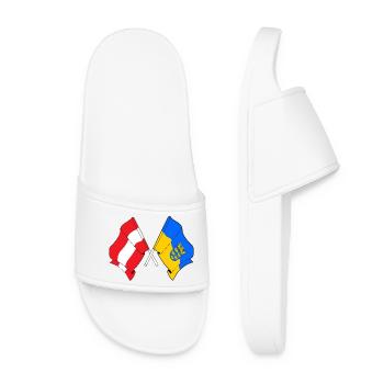 Austria & Lower Austria Crossed Flags - Women’s Pool Sliders - white - Front