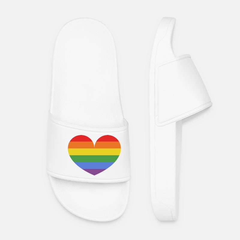 Regenbogenherz - Frauen Badelatschen - Weiß