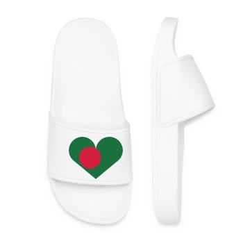 Bangladeshi flag in the shape of a heart - Women’s Pool Sliders - white - Front