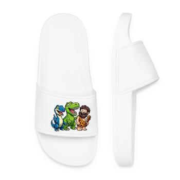 Dino Friends Caveman Stone Age Fun - Women’s Pool Sliders - white - Front