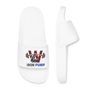 Iron Pump Krafttraining Emblem - Frauen Badelatschen - Weiß - Vorne