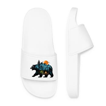 Night camping: mountain and fire - Women’s Pool Sliders - white - Front