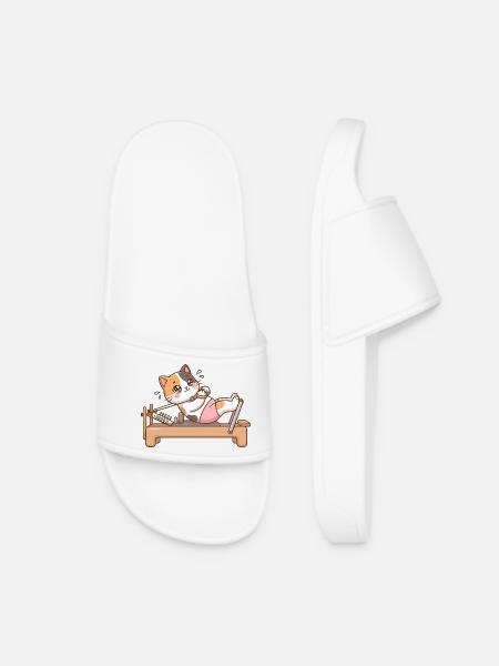Reformer Pilates Cat - Women’s Pool Sliders - white