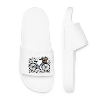 Vélo vintage avec panier de fleurs - Claquettes Femme - blanc - Devant