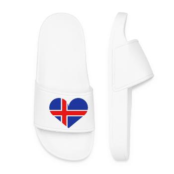 Icelandic heart-shaped flag - Women’s Pool Sliders - white - Front