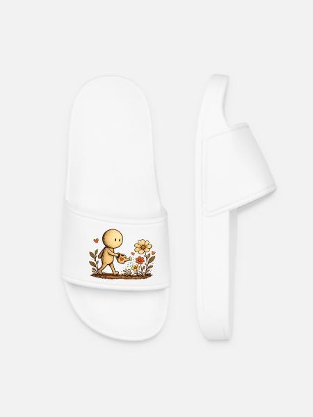 The Little Thought | Love of flowers - Women’s Pool Sliders - white