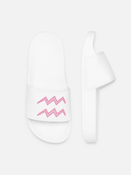 Aquarius Zodiac Sign Symbol Pastel Pink - Women’s Pool Sliders - white