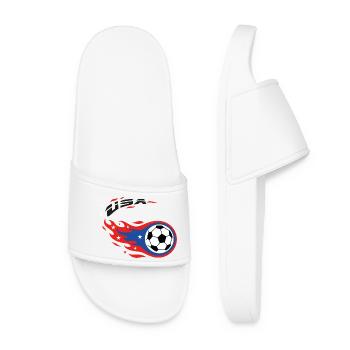 Football Soccer USA Fireball Comet Fan Shirt - Women’s Pool Sliders - white - Front