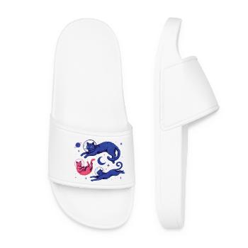 Astronauts Kitten Stars Planets - Women’s Pool Sliders - white - Front