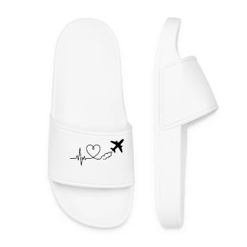 Airplane Heartbeat Travel - Women’s Pool Sliders - white - Front