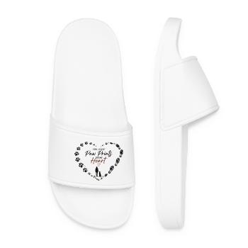 Paw Prints On My Heart - Frauchen & Hund - Frauen Badelatschen - Weiß - Vorne