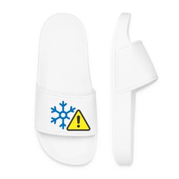 Cold Weather Warning Solid Icon Frost  Symbol - Women’s Pool Sliders - white - Front