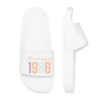 Design rétro d’anniversaire « Vintage 1986 » - Claquettes Femme - blanc - Devant