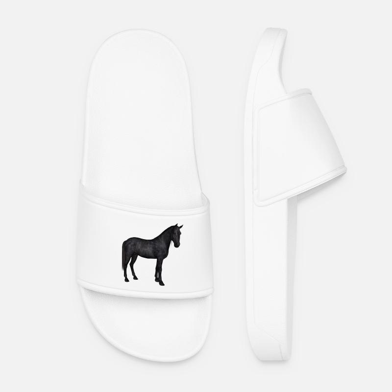 Elegant Gray Arabian on Dark Foundation - Women’s Pool Sliders - white