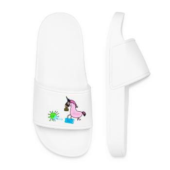 Corona Maske Einhorn Virus Desinfektion - Frauen Badelatschen - Weiß - Vorne