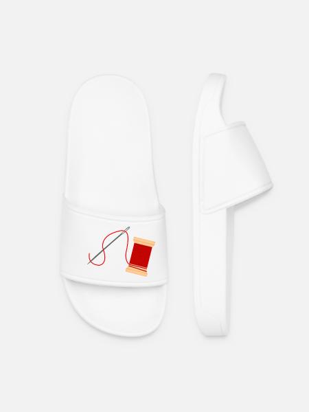 Broderie de logo à l’aiguille et au fil - Claquettes Femme - blanc