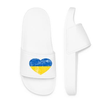 Ukraine Flag Flag Grunge Retro Heart - Women’s Pool Sliders - white - Front