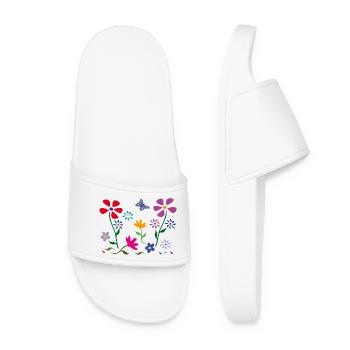 Prairie fleurie, jardin, papillon - Claquettes Femme - blanc - Devant
