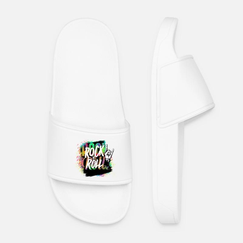 Rock n Roll Color Explosion - Women’s Pool Sliders - white