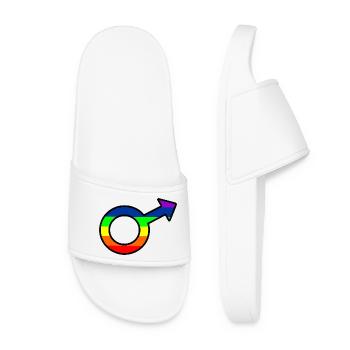 Gender Man Logo mit Regenbogen - Frauen Badelatschen - Weiß - Vorne