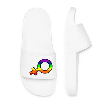 Gender woman logo with rainbow - Women’s Pool Sliders - white - Front