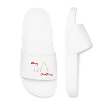 Santa peeing, Merry Christmas, Christmas, colorful - Women’s Pool Sliders - white - Front