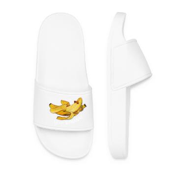 Let’s go Bananas Aquarell lustiges Zitat - Frauen Badelatschen - Weiß - Vorne