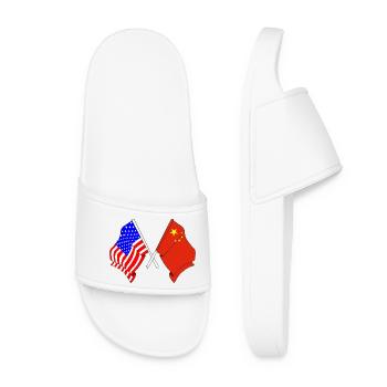 Drapeau des États-Unis et drapeau de la Chine - Claquettes Femme - blanc - Devant