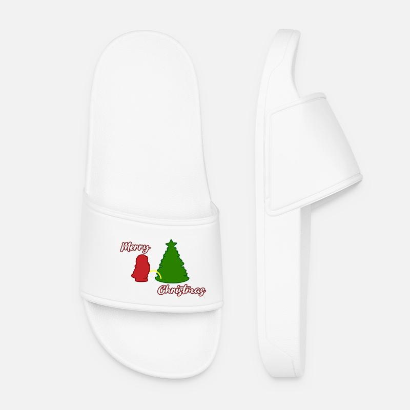 Santa peeing - Christmas Tree - Weihnachtsmann - Frauen Badelatschen - Weiß