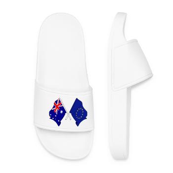 Deux drapeaux croisés de l’Australie et du drapeau de l’Europe - Claquettes Femme - blanc - Devant