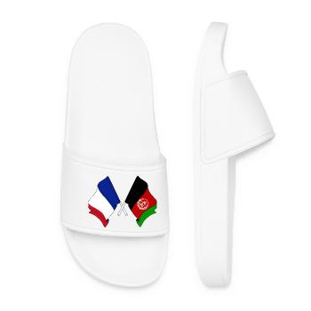Flag of France and Afghanistan - Women’s Pool Sliders - white - Front