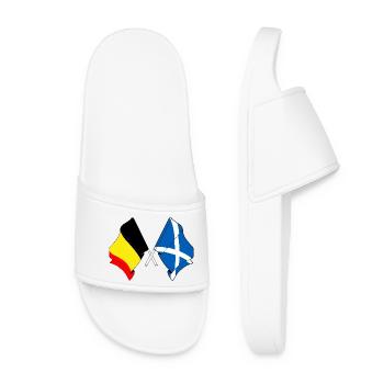 Flag of Belgium, flag of Scotland - Women’s Pool Sliders - white - Front
