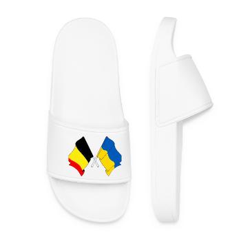 Flag Belgium, flag Ukraine - Women’s Pool Sliders - white - Front