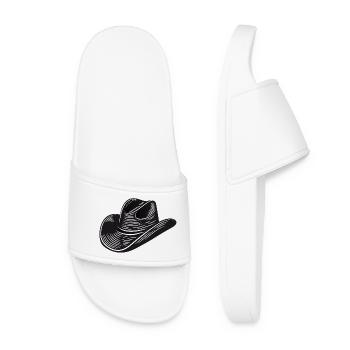 black cowboy hat,western hat vector illustration style - Women’s Pool Sliders - white - Front