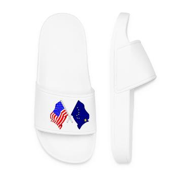 USA flag and Alaska flag - Women’s Pool Sliders - white - Front