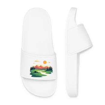 Paysage de montagne pittoresque combiné dans la paix et la nature - Claquettes Femme - blanc - Devant