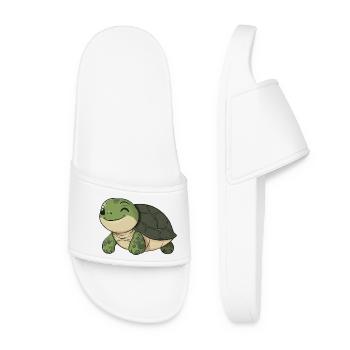 Cute Happy Turtle - Adorable and Cheerful Cartoon - Women’s Pool Sliders - white - Front
