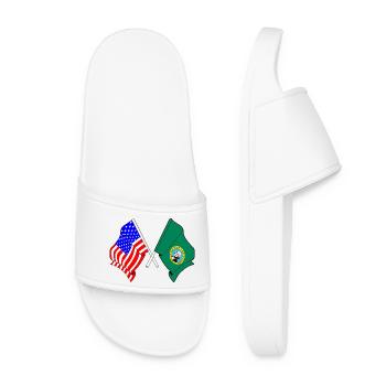 USA and Washington state flag crossed - Women’s Pool Sliders - white - Front