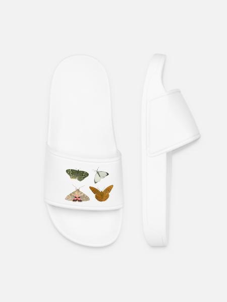 Insects Butterflies - Women’s Pool Sliders - white
