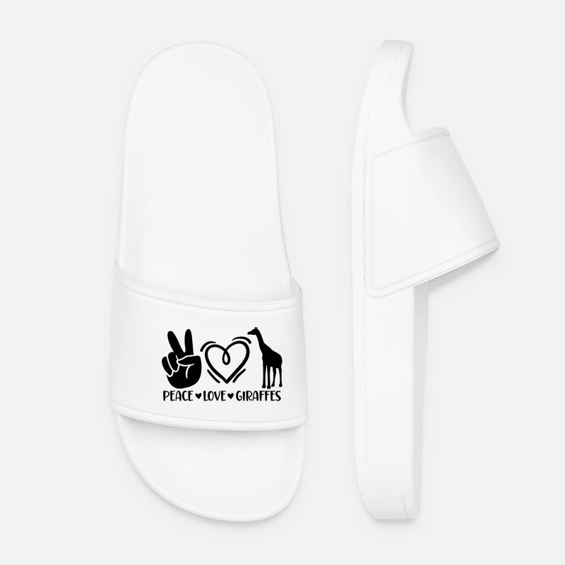 Peace Love Giraffes - Women’s Pool Sliders - white