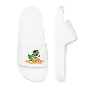 Verspieltes Dinosaurier-Sandburgen-Design - Frauen Badelatschen - Weiß - Vorne