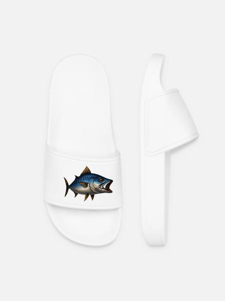 Dynamischer Blauflossen-Thunfisch Illustration - Frauen Badelatschen - Weiß