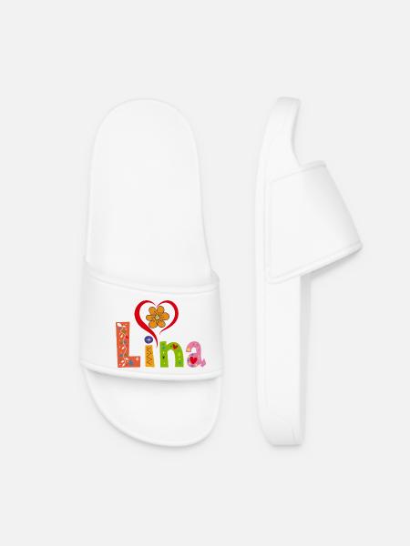 Lina Name Tee - Frauen Badelatschen - Weiß