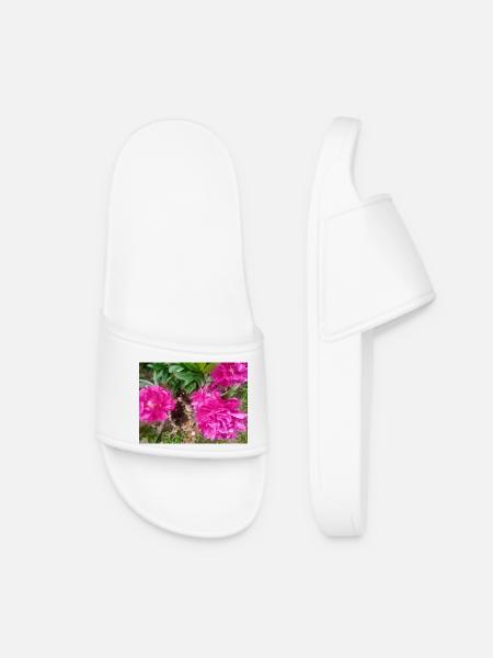 Pivoines Fuchsia Jardin - Claquettes Femme - blanc