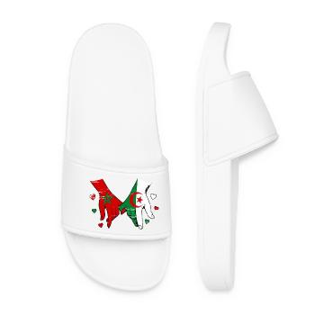 Morocco Algeria flags handholding used - Women’s Pool Sliders - white - Front