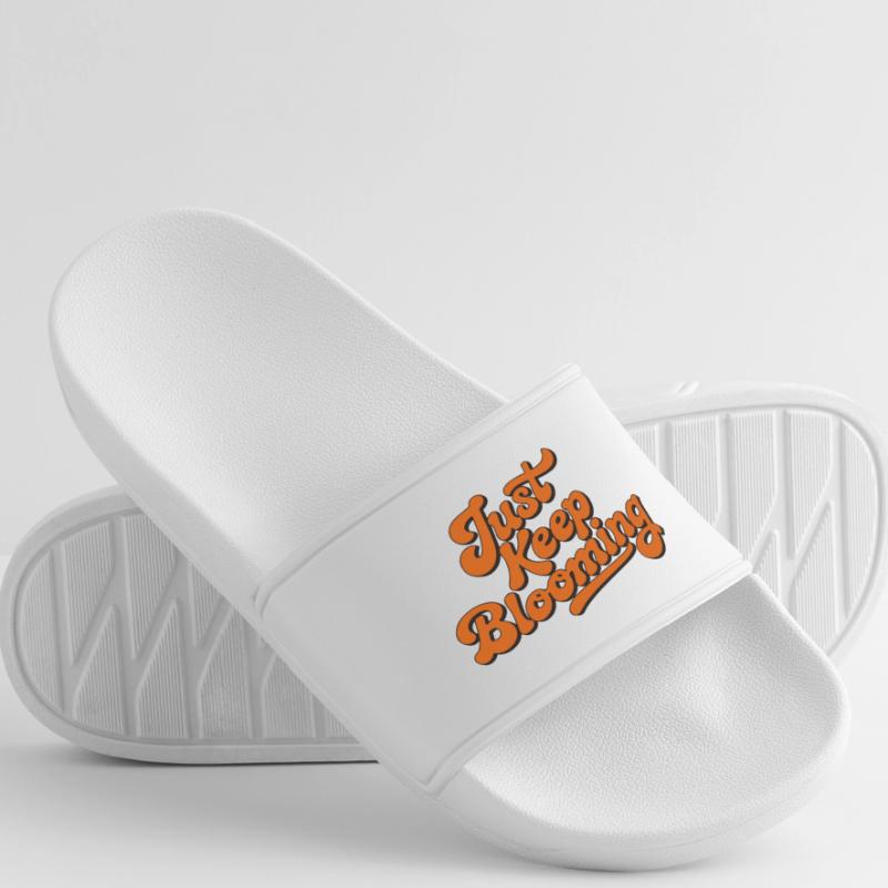 Just Keep Blooming Floral Script Women’s Pool Sliders